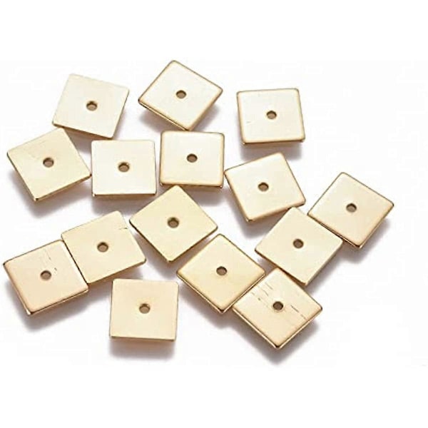 20 stk. 8 mm avstandsperler, gyldne septumperler, firkantede avstandsperler, løse stopperperler, 304 rustfrie stålperler for DIY-håndverk og smykkelaging