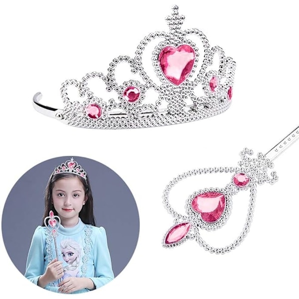 Prinsesskläder Tillbehör för Maskeradklänning, Prinsesskrona/Elsa Krona/Tiara/Handskar/Trollstav för Jul Maskerad Karneval Halloween Födelsedagsfest guld
