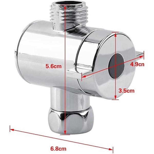 3-vägs omkopplingsventil, G1/2" växlingsadapterventil för ersättningsdel för kök eller badrumskran i krom