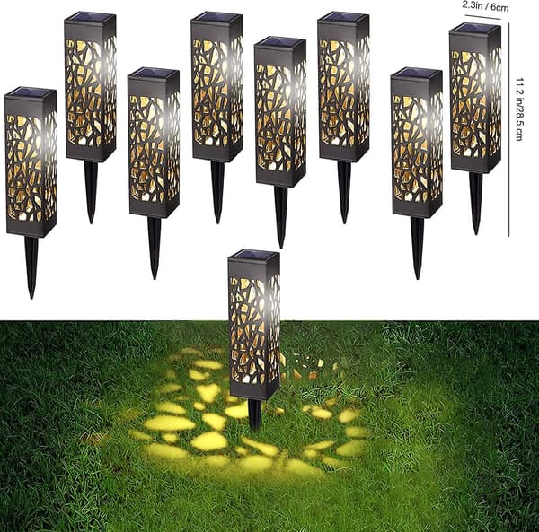 Udendørs solcellelampe, IP65 vandtætte solcellehavelamper til julefest (8 stk.)