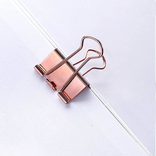 1 set med roséguldfärgade pappersklämmor, bindeklämmor, tryckstift med låda, skrivbordskombination, kontorsmaterialset för T