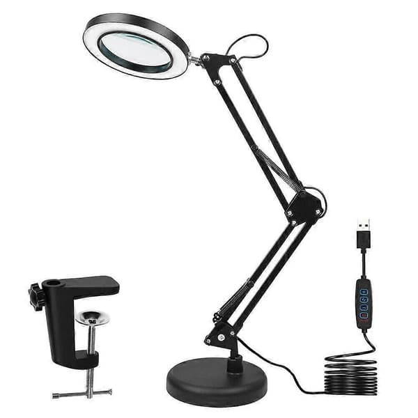 LED forstørrelseslampe, arbejdspladslampe - 8x forstørrelse (sort) black