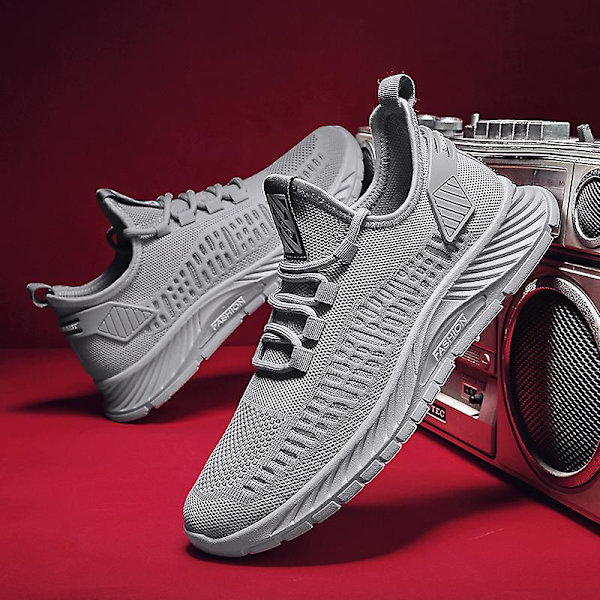 Herr Sports Löparskor Flygande Vävda Andningsbara Sneakers Frd5001 Gray EU 41