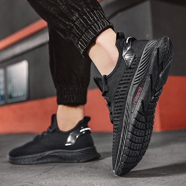 Herr Sports Löparskor Flygande Vävda Andningsbara Sneakers Frd5001 Black EU 41