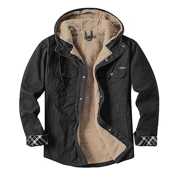 Herr Cargo Hooded Jacka, Vinter Varma Foder Termisk Jacka Rock Black L