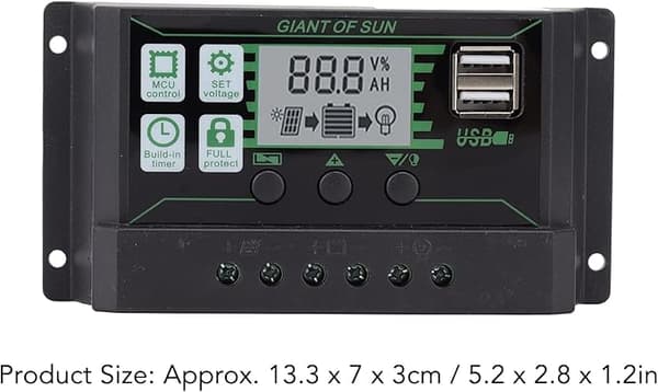 Solar Charge Controller Intelligent PWM Industrilader 5V USB for Energikontroll (100A)