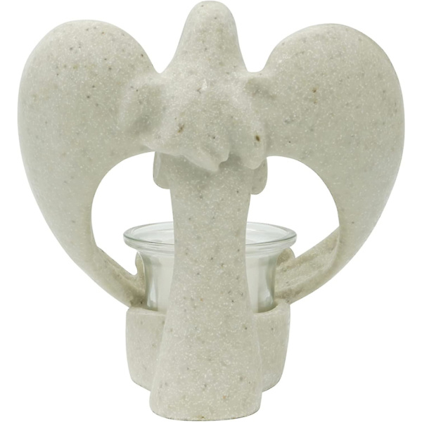 Englefigur Lysestake, Kondolansegave med Flakkende LED-lys, Sorg, Begravelse, Minne, Hjemmeinnredning