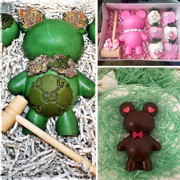 Aiersa Bear Choklad Silikonformar, 2 st 3d Teddy Bear Brytbar Form