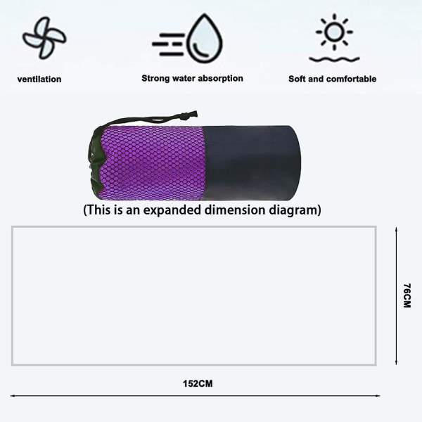 1 par dubbelsidig sammet snabb torkande handduk, ultrafin fiber sport handduk, absorberande bärbar yoga fitness handduk purple
