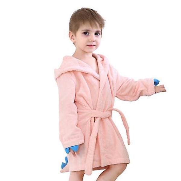 Flannel Fleece Hættebørnekappe Coral Fleece Børne Badehåndklæde Pink L