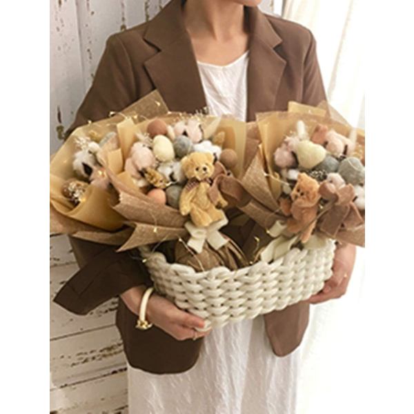 Koreansk linneblomsteromslagspappersrulle Blombukettomslag, 19,7 tum x 5 yards (a)