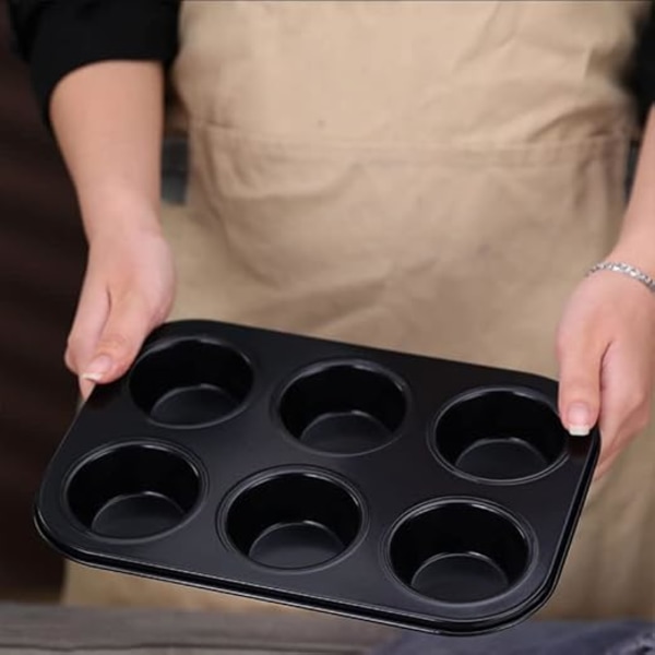 Mini-muffinssivut tarttumaton leivinpelti kuppikakkuihin, hiiliteräspinnoite nopealla piiraiden ja jälkiruokien irrotuksella (6 kuppia)