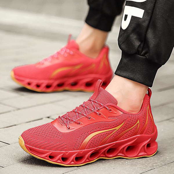 Herresko Flygende Vevde Fritidssko Pustende Joggesko Sportssko 8818 Red EU 44