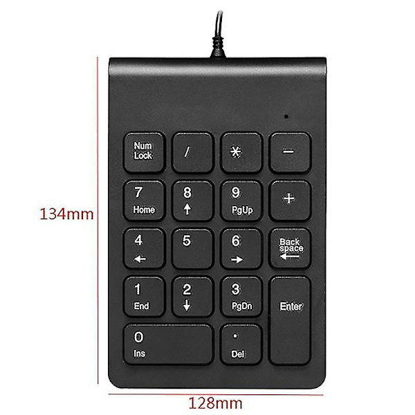 Mini USB Kablet Numerisk Tastatur Numpad 18 Taster Digitalt Tastatur (svart)