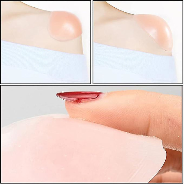 2 par silikon axelkuddar, återanvändbara osynliga halkfria axel push-up kuddar skin white