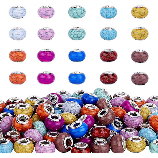 100 st 10 Färger Resin Europeiska Pärlor 5mm Stort Hål Facetterade Rondelle Pärlor för Europeiska Charm Pärlor Armband Halsband Smyckestillverkning