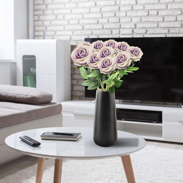5 stk. Rosebukett Realistisk Falsk Rose Bryllup Familie Fest Dekorasjon Event Gave Purple heart