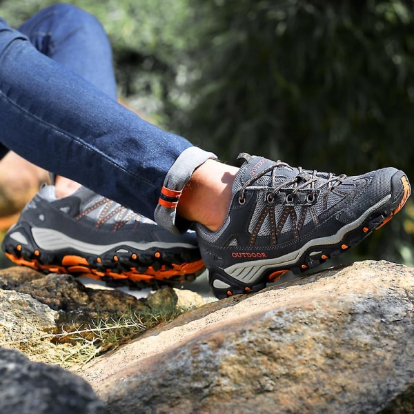 Herre Dame Vandresko Lav Top Sneakers Til Udendørs Trailløb Trekking Vandring 3D6136 GrayOrange EU 43
