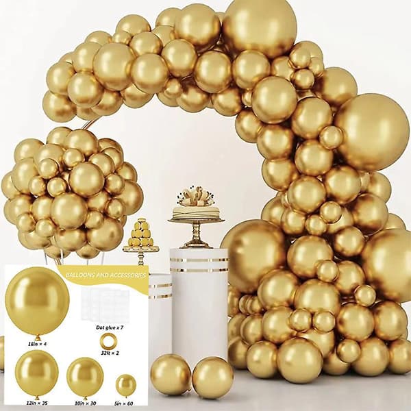 129 st Macaron Ballonger Båge Dekorationer Gold