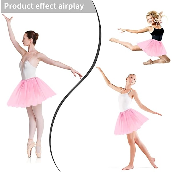 Dame Tutu Klassisk Elastisk 3-lags Tylskørt Rød 80'er Skørt Tutu Dirndl Dame Kort Teen Dansekjole pink
