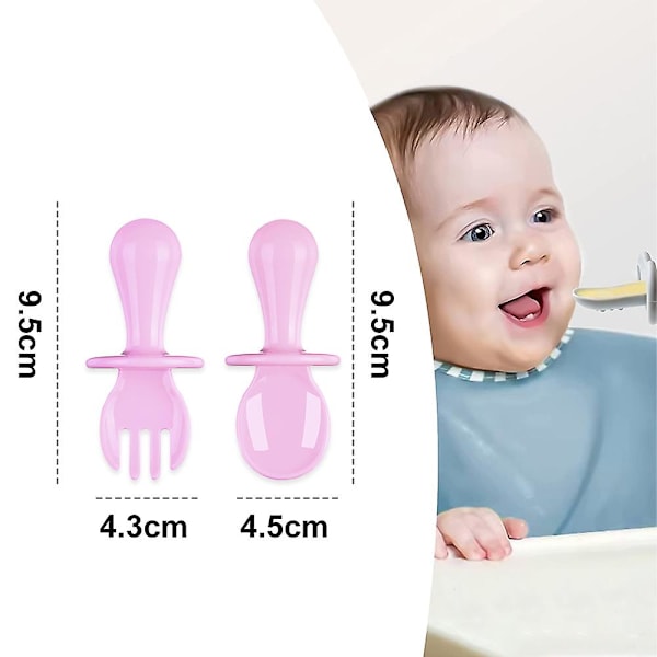 PP Astiasto, Lusikka- ja Haarukkasetti Vauvoille ja Taaperoille, Tukehduksenesto Vauvan Vieroitukseen ja Itsenäiseen Syömiseen Light purple