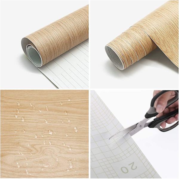 Itseliimautuva puukuvioinen tapetti 60*500cm vedenpitävä itseliimautuva keittiön kaapin tarra PVC vedenpitävä seinätarra