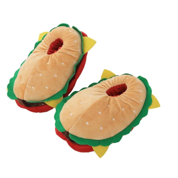 Hamburgertofflor - Plyschiga Cheeseburgertofflor Nyhet Hustomtofflor