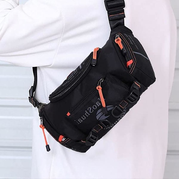 Vattentät midjeväska, crossbody, utomhus midjeväska med justerbar rem, reseväska black