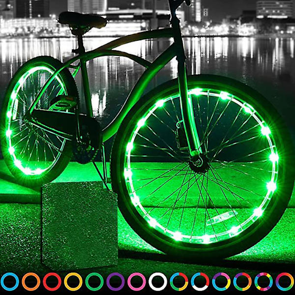 LED-pyörän vannevalot, kirkkaat värikkäät polkupyörän valokoristeet Green