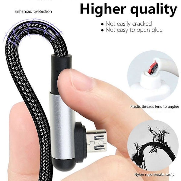 Nylonflätad USB till Micro USB-kabel Snabb USB till Micro USB Laddningsdatakabel Red