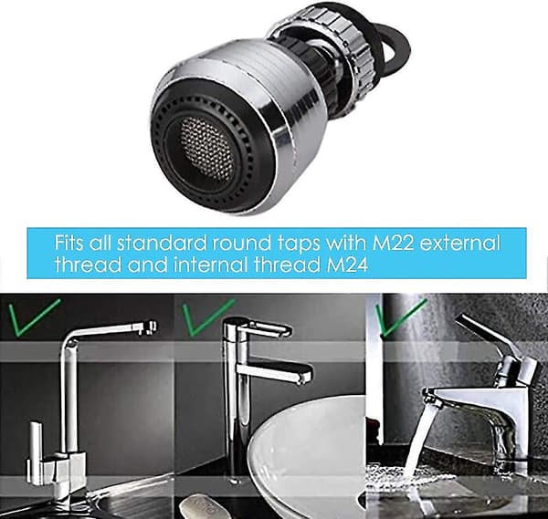 2-pak 360 Graders Roterende Vandbesparende Hane Belufter Diffuser Vandhane Dyse Filter Adapter