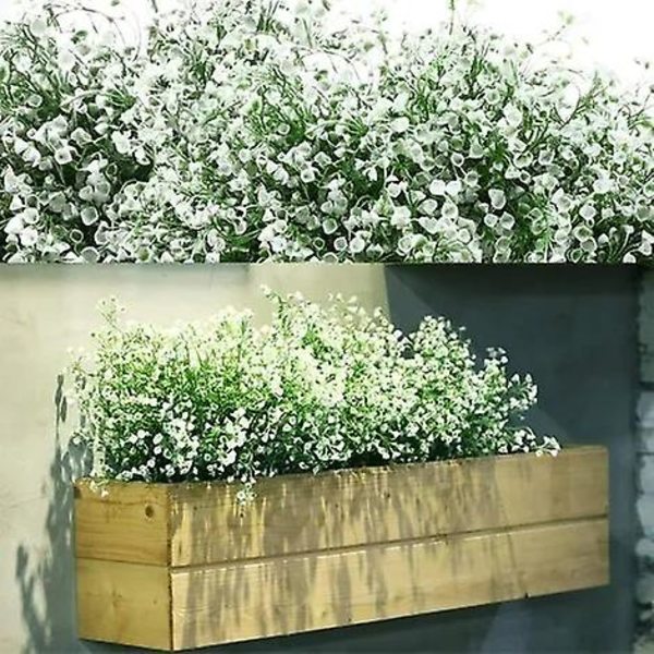 12 bundter kunstige blomster, udendørs indendørs UV-resistente falske blomster, falmer ikke, kunstige plastikplanter