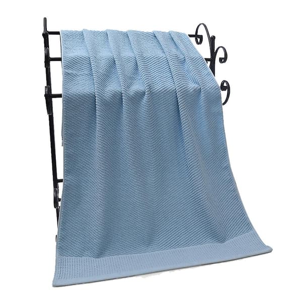 Bløde badehåndklæder i bomuld, hurtigtørrende og meget absorberende, teksturerede badehåndklæder 70*140 cm (2 stk.) Blue