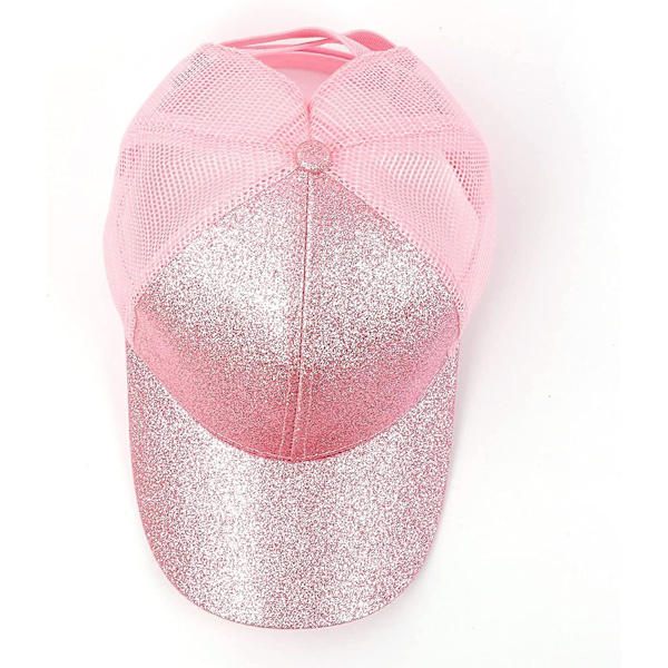 Flickor Glitter Ponytail Baseball Cap Criss Cross Baseball Hat Justerbar Hög Messy Bun Pony Cap Åldrar (7-14)