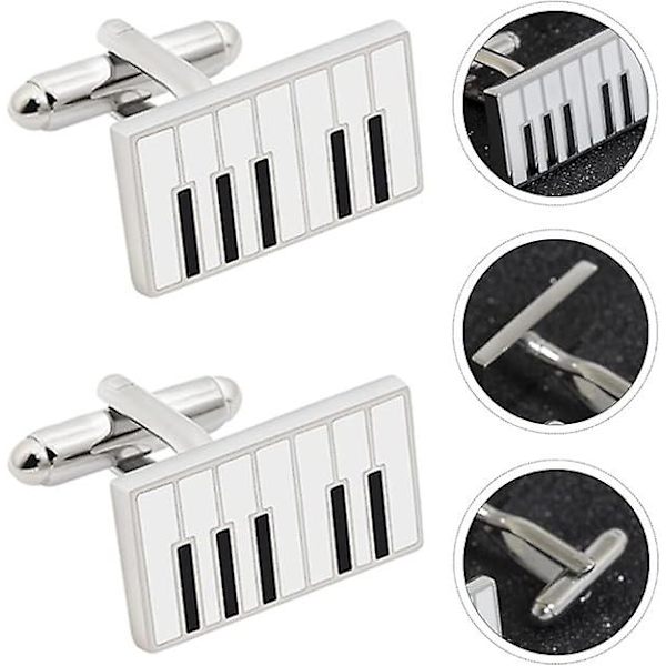 Grand Music Grand Piano Mansjettknapper Par Mansjettknapper Piano Tangenter Mansjettknapper Svart Hvit Mansjettknapper Herre Skjorte Tilbehør