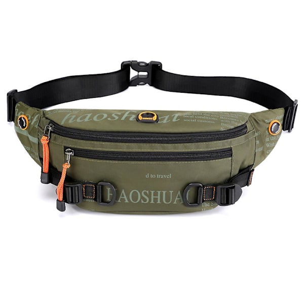 Fanny Pack til mænd og kvinder, stor Crossbody Taljetaske med lommer, justerbar ArmyGreen