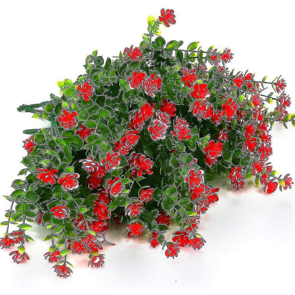 Konstgjorda falska blommor utomhus, falska plastgrönska bröllopsbondgårdsinredning 8 st röda lotusar Red