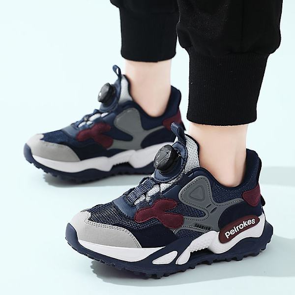 Pojkar Basketbollskor Hög Ovandel Andas Sport Skor Anti Slip Mode Sneakers 8952 DarkBlue EU 32
