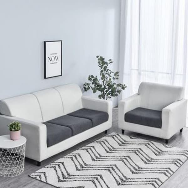 Elastisk Gitter Lenestol Sofapute Trekk Passer Til Sjeselong, Sofatrekk Mais Fleece Sofapute Trekk Dark Grey