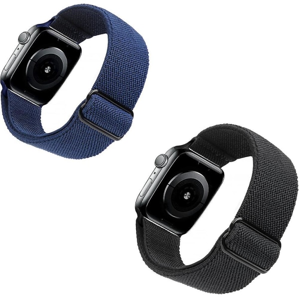 2 st Stretch watch kompatibelt för Apple Watch Band 41mm 40mm 38mm, bekvämt justerbart sportband för Iwatch Series Se 7 6 5 4 3 2 1 Dam M