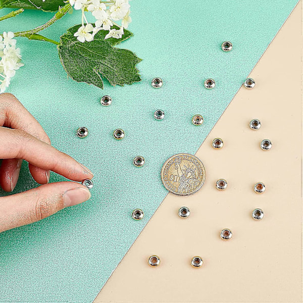 1 Set Mässingpärlor med Gummiringar Glidpärlor Stopp Pärlor Blandade Färger 7x4mm Hål: 1,6~1,9mm 3 Färger 20st/färg 60st/set