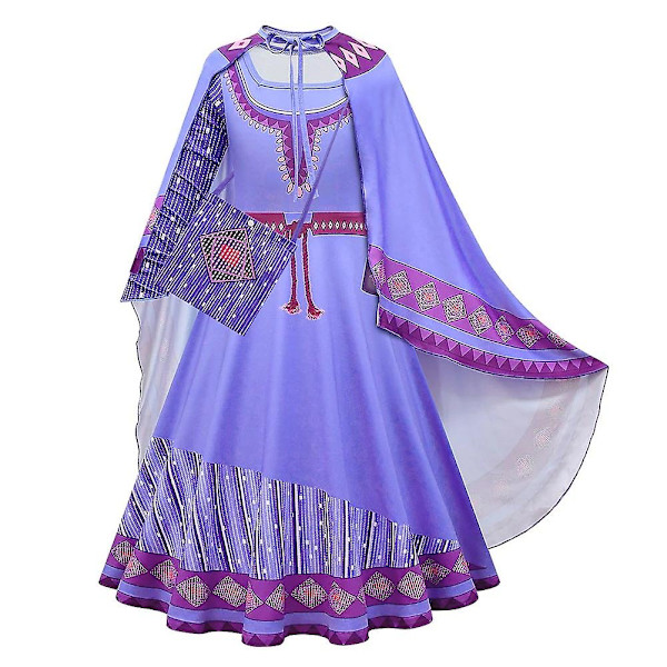 Violetti tyttöjen Halloween-mekkoasu, lasten prinsessamekko ja viitta Cosplay-asu set 4 110