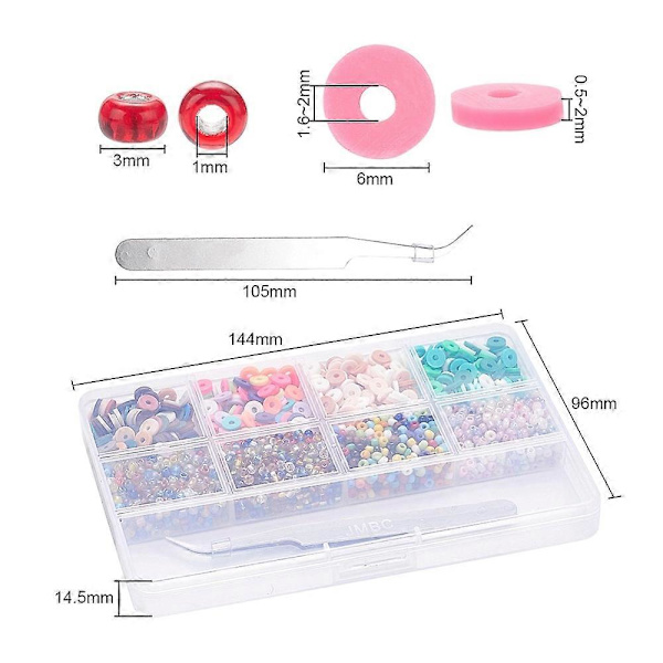 1Box DIY Pärlor Smycken Gör-Det-Själv-Kit Inkluderar 1124st 4 Stilar Runda Glasfrö Pärlor