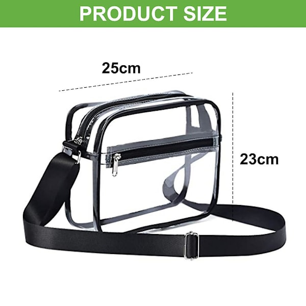 Kolmivärinen 25*23*7cm PVC Läpinäkyvä Olkalaukku Kannettavaan Matkustamiseen black