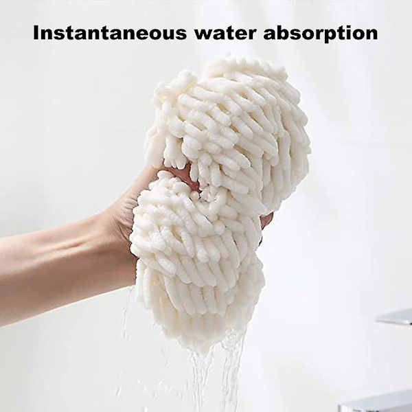 3-pack handdukar för badrum, handduksdekoration, chenille hängande handduksboll, mikrofiber fluffig absorberande mjuk liten badhandduk White