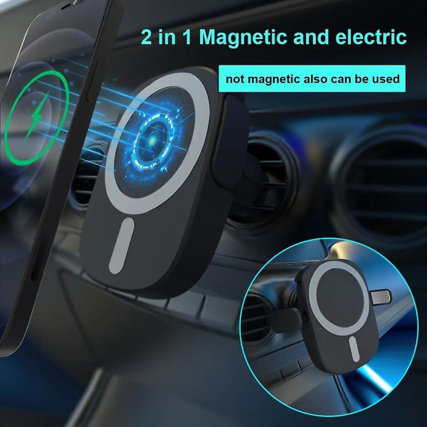 15W bilmagnetisk trådlös laddare 360-graders roterande luftventil Laddare för mobiltelefonfäste