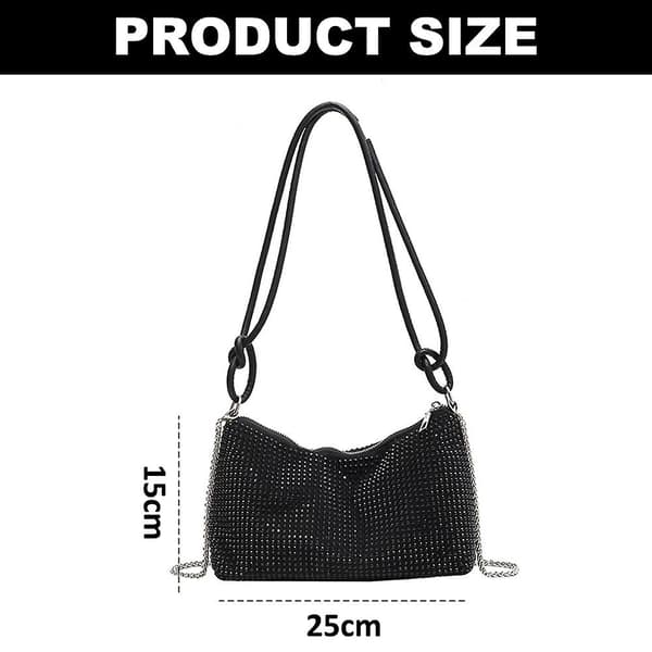 Rhinestone-plånböcker Koppling för kvinnor-chic kväll väskor, glänsande Crossbody Handväskor för festklubb bröllop black