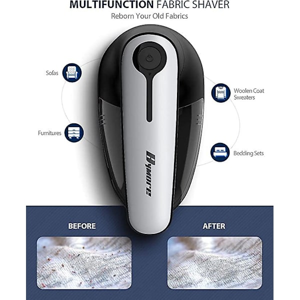 Stofshaver, Sweater Shaver til Tøj, opgraderet Fnugfjerner med Effektive 6-bladede Knive til Beklædning Black