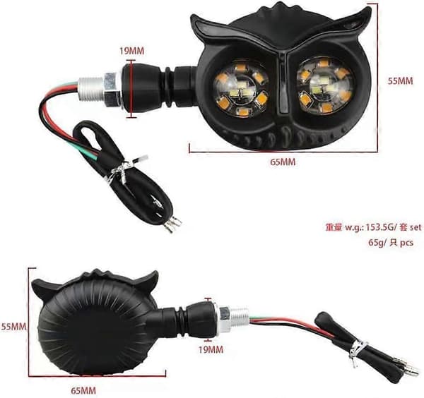 2 st Ugglaformade LED Motorcykel Blinkers, Modifierad Kylning, 12V Vattentät