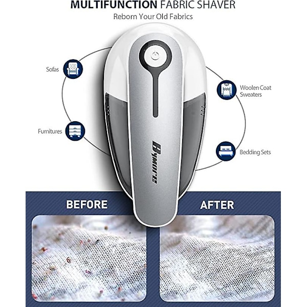 Stofshaver, Sweater Shaver til Tøj, opgraderet Fnugfjerner med Effektive 6-bladede Knive til Beklædning White